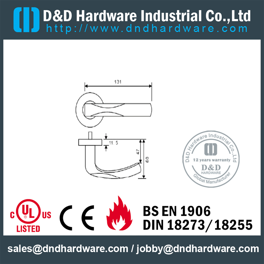 Horaire de levier de porte de coulée en acier inoxydable pour porte en métal creux-DDSH093
