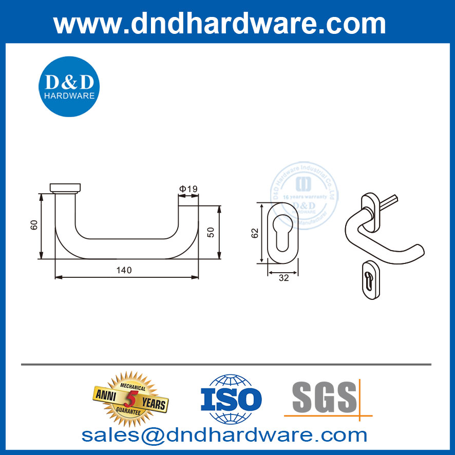 Acier inoxydable U Forme des poignées de porte moderne extérieures pour le cadre étroit-ddh001