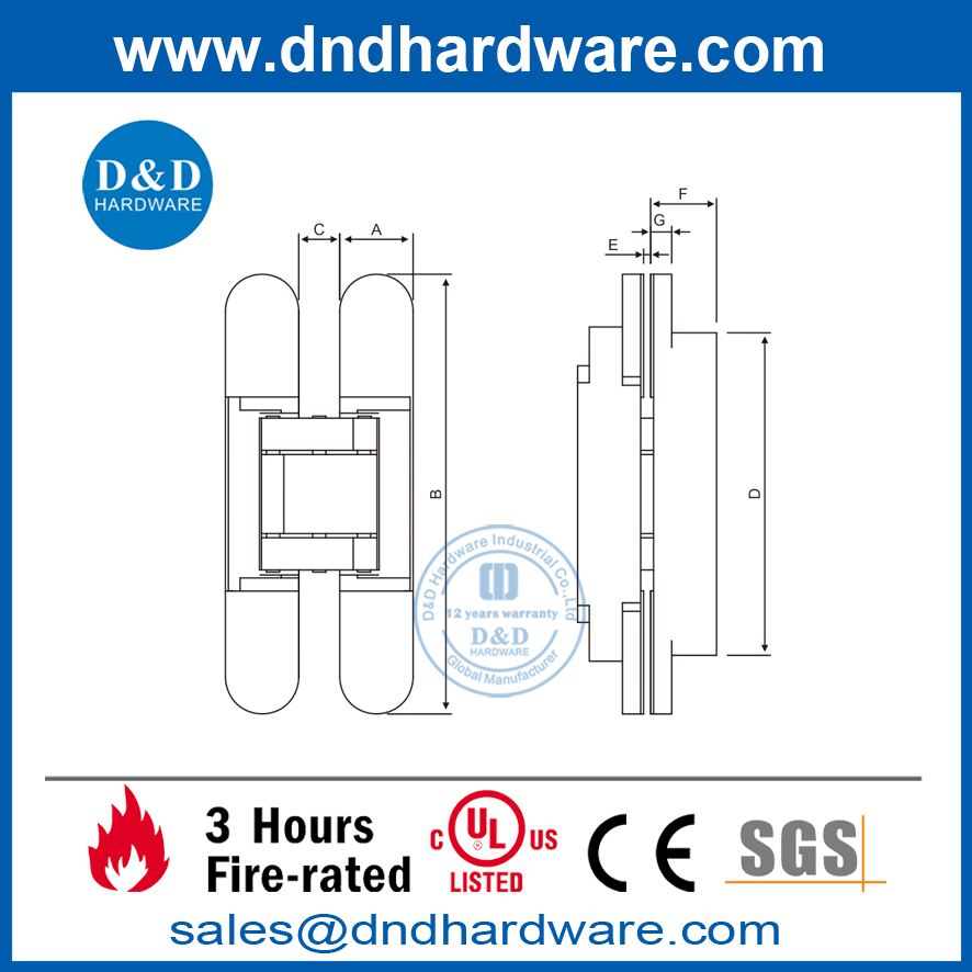 Alliage de zinc peint en or 3D Cacheté Hinge-Ddch008-G80