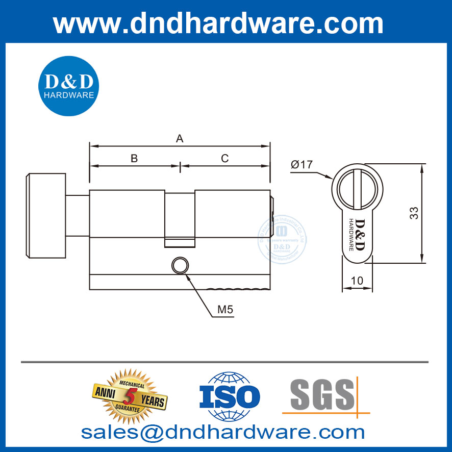 Finition en or satiné 70 mm de salle de bain européenne de porte en laiton verrouillage de porte en laiton-ddlc007