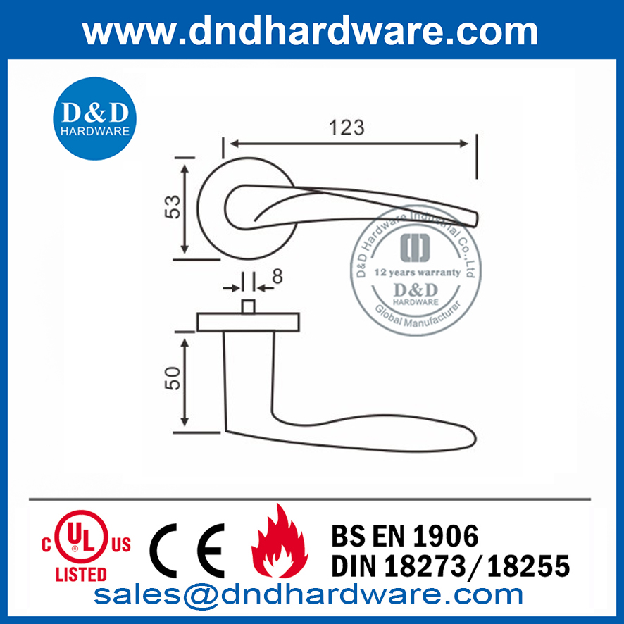 Poignée de levier solide en acier inoxydable pour la porte en bois-DDSH001