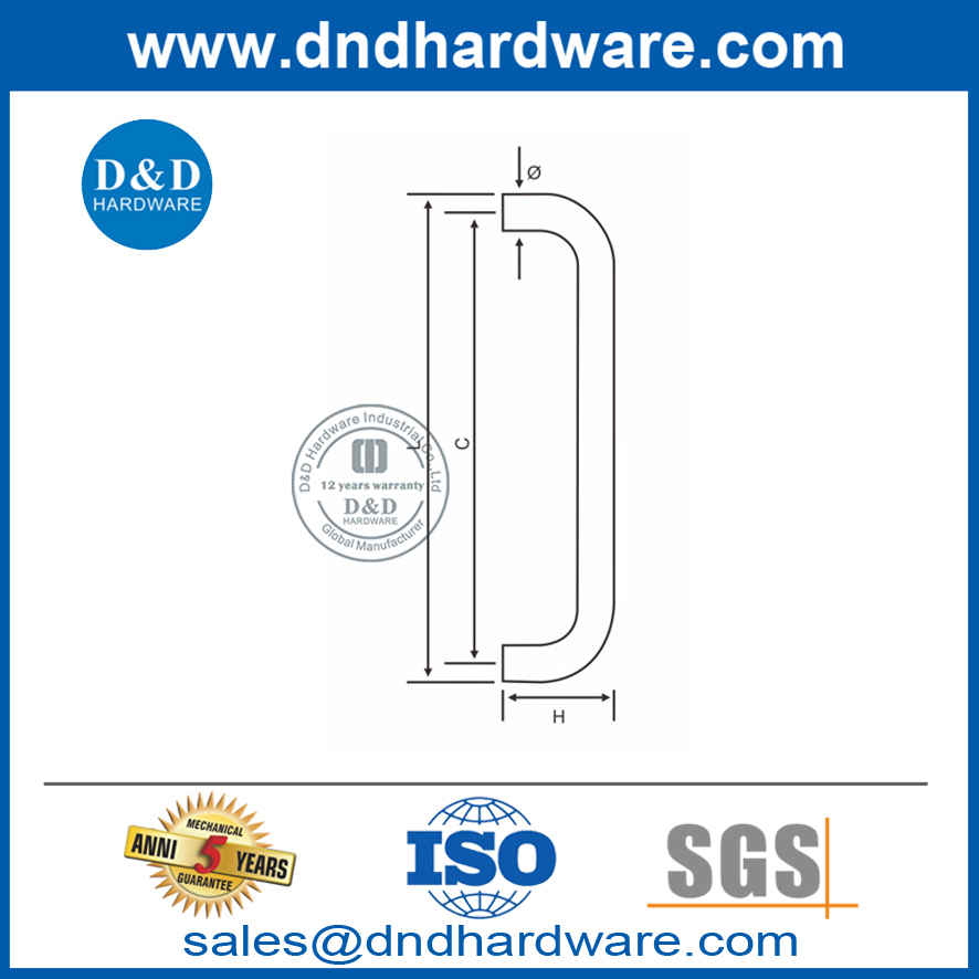 Poignée de traction de forme en acier inoxydable de haute qualité pour la porte interne-DDPH007