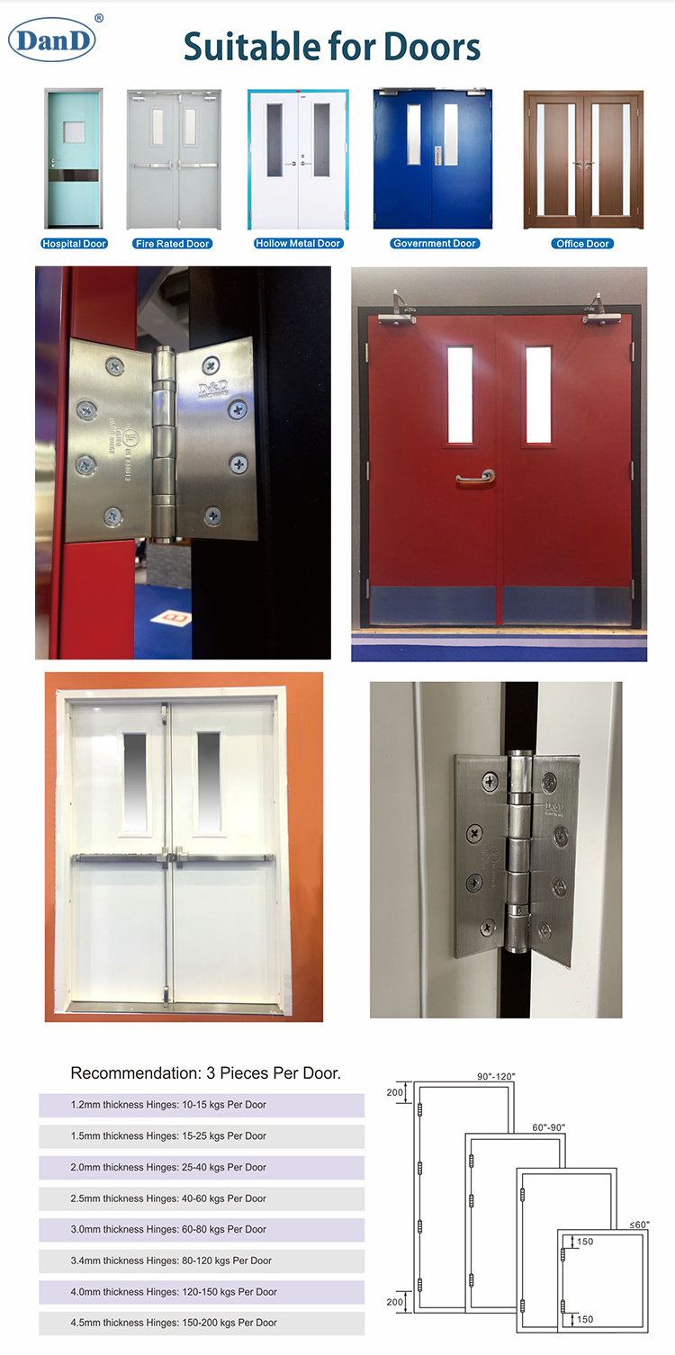 UL Fire Hardware &agrave; charni&egrave;re de porte &agrave; la porte