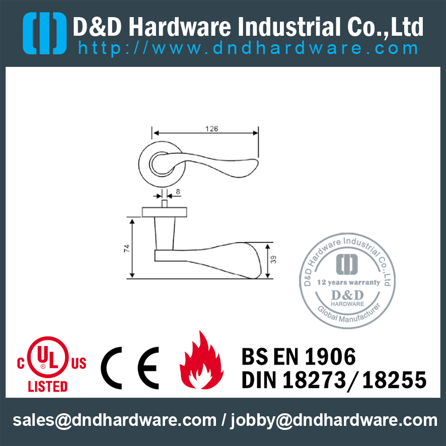 Antirust 304 Twist Design Handle Solid Lever Lever pour la porte incendie - DDSH173